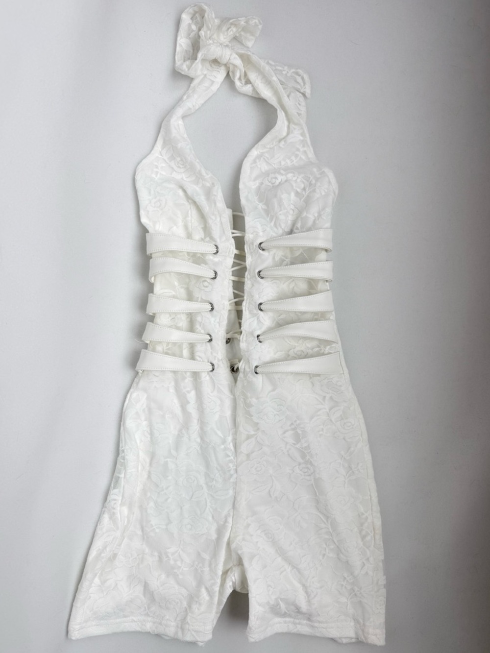 NWT Outcast Clothing Sawyer White Lace Corset Halter Playsuit Size Small